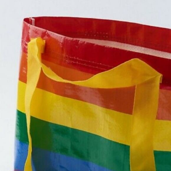 IKEA - STORSTORMA- Two (2) Small  Mini Multicolor Rainbow Color Block Tote Bags - Picture 6 of 7